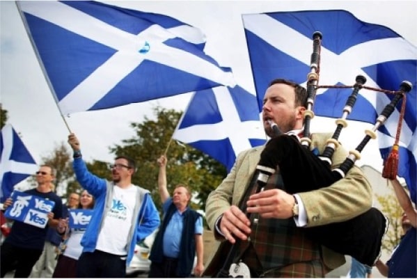 Playing bagpipes at a 